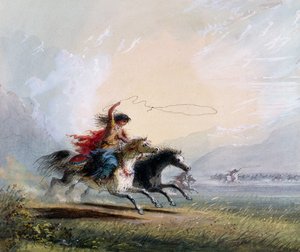 Mulher Shoshone pegar um cavalo, 1837
